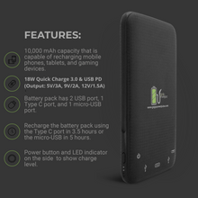 Load image into Gallery viewer, Portable Battery Pack, USB-PD 18W, 10000 mAh